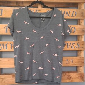 GAP Blue Tee with Pink Bird Print